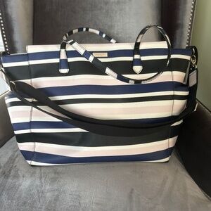 kate spade Striped Tote in Navy, Black, Pink, White